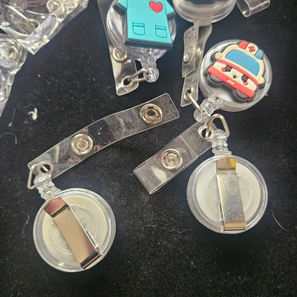 12 Nurse Badge Reel Holders Cute Medical Retractable ID Badge Clip Lot